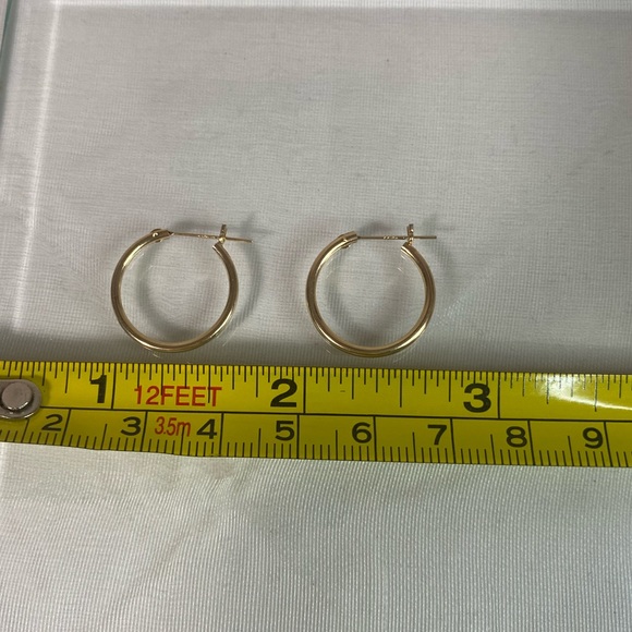 14K YELLOW GOLD classic small hoop earrings REAL GOLD - Picture 11 of 12